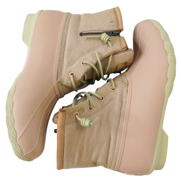 Sperry Saltwater Canvas Rainboots Rose Oats Pink Duck Boots Size 8 - Picture 4 of 11